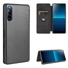 For Sony Xperia L4 Carbon Fiber Texture Horizontal Flip TPU + PC + PU Leather Case with Card Slot(Black) - 1