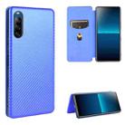 For Sony Xperia L4 Carbon Fiber Texture Horizontal Flip TPU + PC + PU Leather Case with Card Slot(Blue) - 1