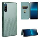 For Sony Xperia L4 Carbon Fiber Texture Horizontal Flip TPU + PC + PU Leather Case with Card Slot(Green) - 1