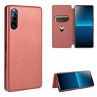 For Sony Xperia L4 Carbon Fiber Texture Horizontal Flip TPU + PC + PU Leather Case with Card Slot(Brown) - 1