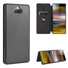 For Sony Xperia 10 Plus Carbon Fiber Texture Horizontal Flip TPU + PC + PU Leather Case with Card Slot(Black) - 1