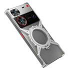 For ZTE nubia Z70 Ultra Gear Magnetic Holder Borderless Metal Phone Case(Silver) - 1