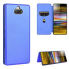 For Sony Xperia 10 Carbon Fiber Texture Horizontal Flip TPU + PC + PU Leather Case with Card Slot(Blue) - 1