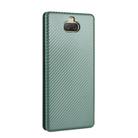 For Sony Xperia 10 Carbon Fiber Texture Horizontal Flip TPU + PC + PU Leather Case with Card Slot(Green) - 3