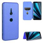 For Sony Xperia XZ3 Carbon Fiber Texture Horizontal Flip TPU + PC + PU Leather Case with Card Slot(Blue) - 1