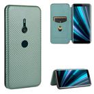 For Sony Xperia XZ3 Carbon Fiber Texture Horizontal Flip TPU + PC + PU Leather Case with Card Slot(Green) - 1