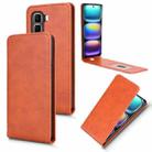 For Infinix Hot 50 Pro+ 4G Magnetic Vertical Flip Leather Phone Case(Brown) - 1