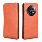 For Realme 13+ Magnetic Vertical Flip Leather Phone Case(Brown) - 2