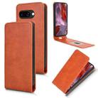 For Google Pixel 9a Magnetic Vertical Flip Leather Phone Case(Brown) - 1