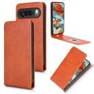 For Google Pixel 9 Pro XL Magnetic Vertical Flip Leather Phone Case(Brown) - 1