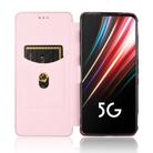 For ZTE nubia Red Magic 5S Carbon Fiber Texture Horizontal Flip TPU + PC + PU Leather Case with Card Slot(Pink) - 3