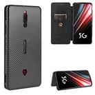 For ZTE nubia Red Magic 5S Carbon Fiber Texture Horizontal Flip TPU + PC + PU Leather Case with Card Slot(Black) - 1