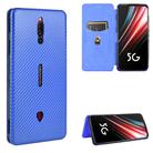 For ZTE nubia Red Magic 5S Carbon Fiber Texture Horizontal Flip TPU + PC + PU Leather Case with Card Slot(Blue) - 1