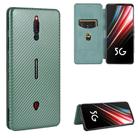 For ZTE nubia Red Magic 5S Carbon Fiber Texture Horizontal Flip TPU + PC + PU Leather Case with Card Slot(Green) - 1