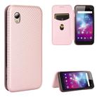 For ZTE Blade A3 Lite Carbon Fiber Texture Horizontal Flip TPU + PC + PU Leather Case with Card Slot(Pink) - 1