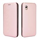 For ZTE Blade A3 Lite Carbon Fiber Texture Horizontal Flip TPU + PC + PU Leather Case with Card Slot(Pink) - 2