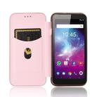 For ZTE Blade A3 Lite Carbon Fiber Texture Horizontal Flip TPU + PC + PU Leather Case with Card Slot(Pink) - 3