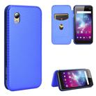 For ZTE Blade A3 Lite Carbon Fiber Texture Horizontal Flip TPU + PC + PU Leather Case with Card Slot(Blue) - 1