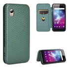 For ZTE Blade A3 Lite Carbon Fiber Texture Horizontal Flip TPU + PC + PU Leather Case with Card Slot(Green) - 1