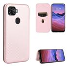 For ZTE A1 ZTG01 5G Carbon Fiber Texture Horizontal Flip TPU + PC + PU Leather Case with Card Slot(Pink) - 1