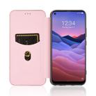 For ZTE A1 ZTG01 5G Carbon Fiber Texture Horizontal Flip TPU + PC + PU Leather Case with Card Slot(Pink) - 3