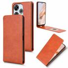 For Redmi 13 4G / Note 13R 5G Magnetic Vertical Flip Leather Phone Case(Brown) - 1