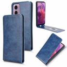 For Motorola Moto G04 / G24 / G24 Power Magnetic Vertical Flip Leather Phone Case(Blue) - 1