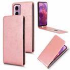 For Motorola Moto G04 / G24 / G24 Power Magnetic Vertical Flip Leather Phone Case(Rose Gold) - 1