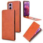 For Motorola Moto G04 / G24 / G24 Power Magnetic Vertical Flip Leather Phone Case(Brown) - 1