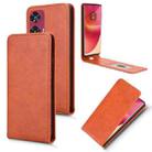 For Motorola Edge 50 Fusion 5G Magnetic Vertical Flip Leather Phone Case(Brown) - 1