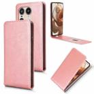 For Motorola Edge 50 Ultra 5G Magnetic Vertical Flip Leather Phone Case(Rose Gold) - 1