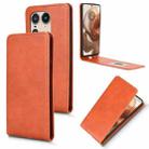 For Motorola Edge 50 Ultra 5G Magnetic Vertical Flip Leather Phone Case(Brown) - 1