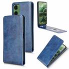 For Motorola Moto G35 5G Magnetic Vertical Flip Leather Phone Case(Blue) - 1