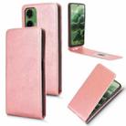 For Motorola Moto G35 5G Magnetic Vertical Flip Leather Phone Case(Rose Gold) - 1