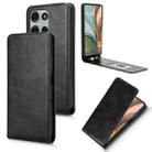 For Motorola Moto G75 5G Magnetic Vertical Flip Leather Phone Case(Black) - 1