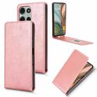 For Motorola Moto G75 5G Magnetic Vertical Flip Leather Phone Case(Rose Gold) - 1