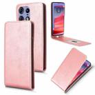 For Motorola Edge 50 Pro 5G Magnetic Vertical Flip Leather Phone Case(Rose Gold) - 1