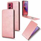 For Motorola Moto G84 5G Magnetic Vertical Flip Leather Phone Case(Rose Gold) - 1