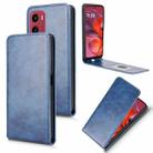 For Motorola Moto G05 Magnetic Vertical Flip Leather Phone Case(Blue) - 1