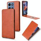 For Motorola Moto G 5G 2025 Magnetic Vertical Flip Leather Phone Case(Brown) - 1