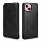 For iPhone 15 Plus Magnetic Vertical Flip Leather Phone Case(Black) - 2