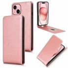 For iPhone 15 Plus Magnetic Vertical Flip Leather Phone Case(Rose Gold) - 1