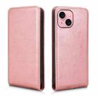 For iPhone 15 Plus Magnetic Vertical Flip Leather Phone Case(Rose Gold) - 2