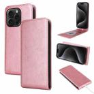 For iPhone 15 Pro Magnetic Vertical Flip Leather Phone Case(Rose Gold) - 1