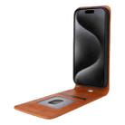 For iPhone 15 Pro Magnetic Vertical Flip Leather Phone Case(Brown) - 3