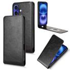 For iPhone 16 Plus Magnetic Vertical Flip Leather Phone Case(Black) - 1