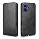 For iPhone 16 Plus Magnetic Vertical Flip Leather Phone Case(Black) - 2