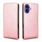 For iPhone 16 Plus Magnetic Vertical Flip Leather Phone Case(Rose Gold) - 2
