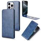 For iPhone 16 Pro Max Magnetic Vertical Flip Leather Phone Case(Blue) - 1