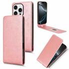 For iPhone 16 Pro Max Magnetic Vertical Flip Leather Phone Case(Rose Gold) - 1